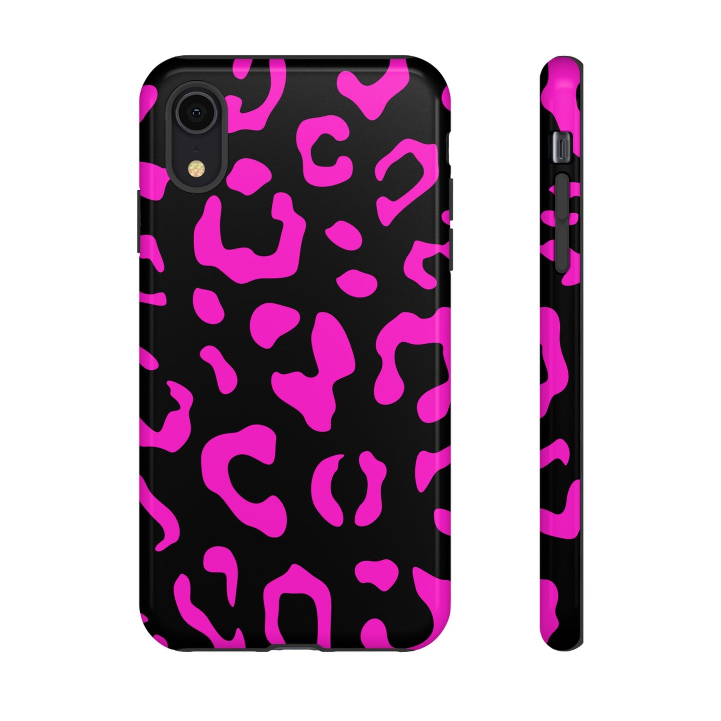 Black and Pink Leopard Print Phone Case - for Apple, Samsung, and Google Phones