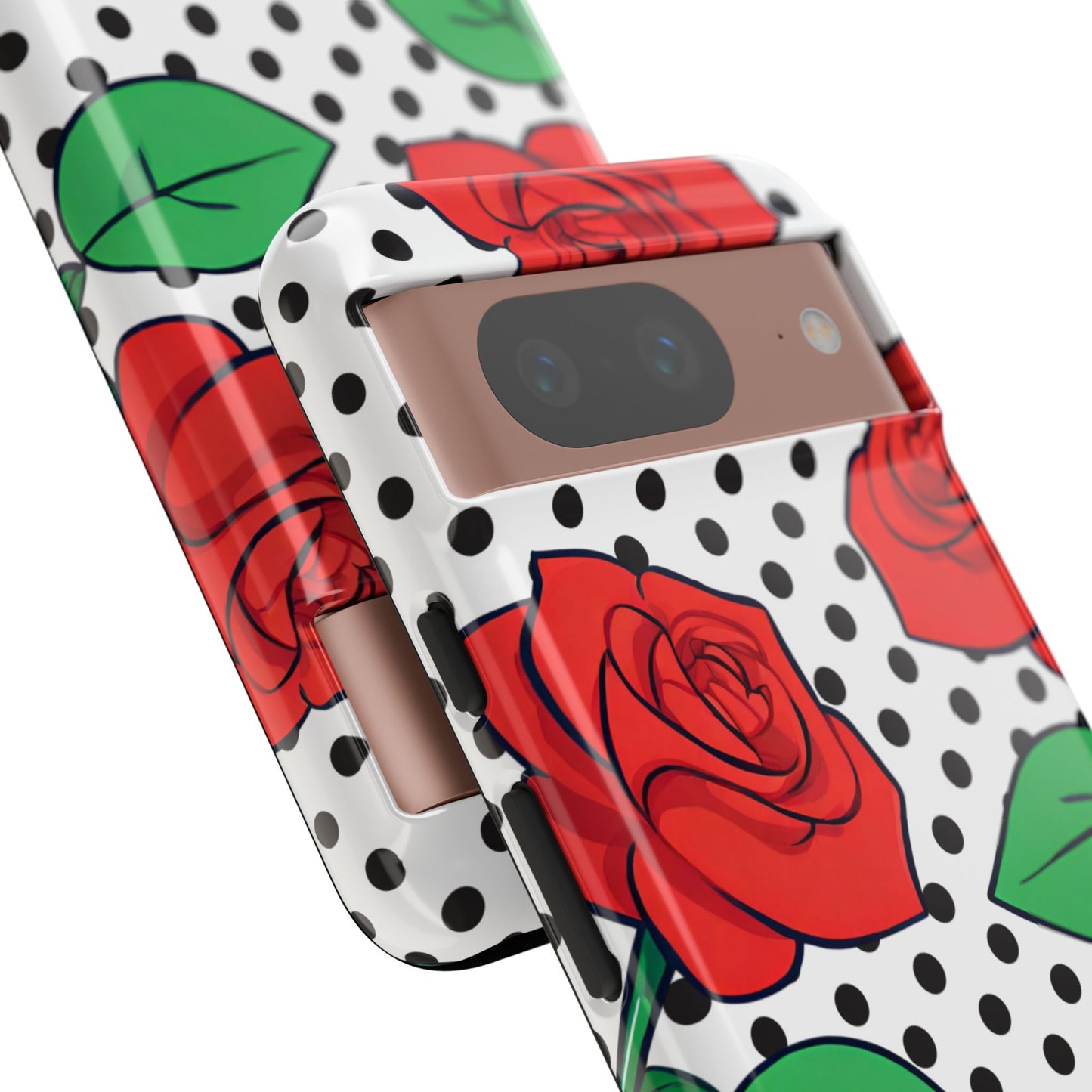 Polka Dot and Roses Phone Case - for Apple, Samsung, and Google Phones