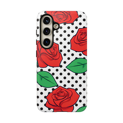 Polka Dot and Roses Phone Case - for Apple, Samsung, and Google Phones