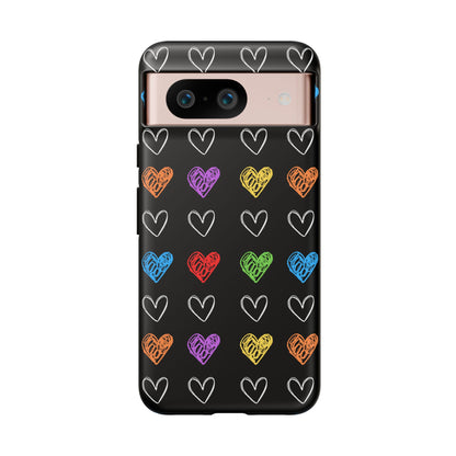 Colored Hearts Phone Case - for Apple, Samsung, and Google Phones