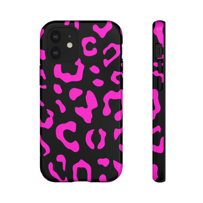 Black and Pink Leopard Print Phone Case - for Apple, Samsung, and Google Phones