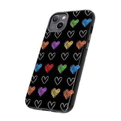 Colored Hearts Phone Case - for Apple, Samsung, and Google Phones