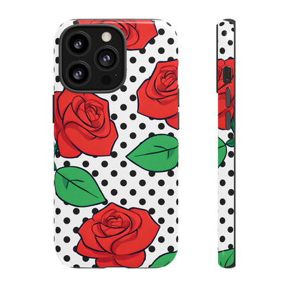 Polka Dot and Roses Phone Case - for Apple, Samsung, and Google Phones