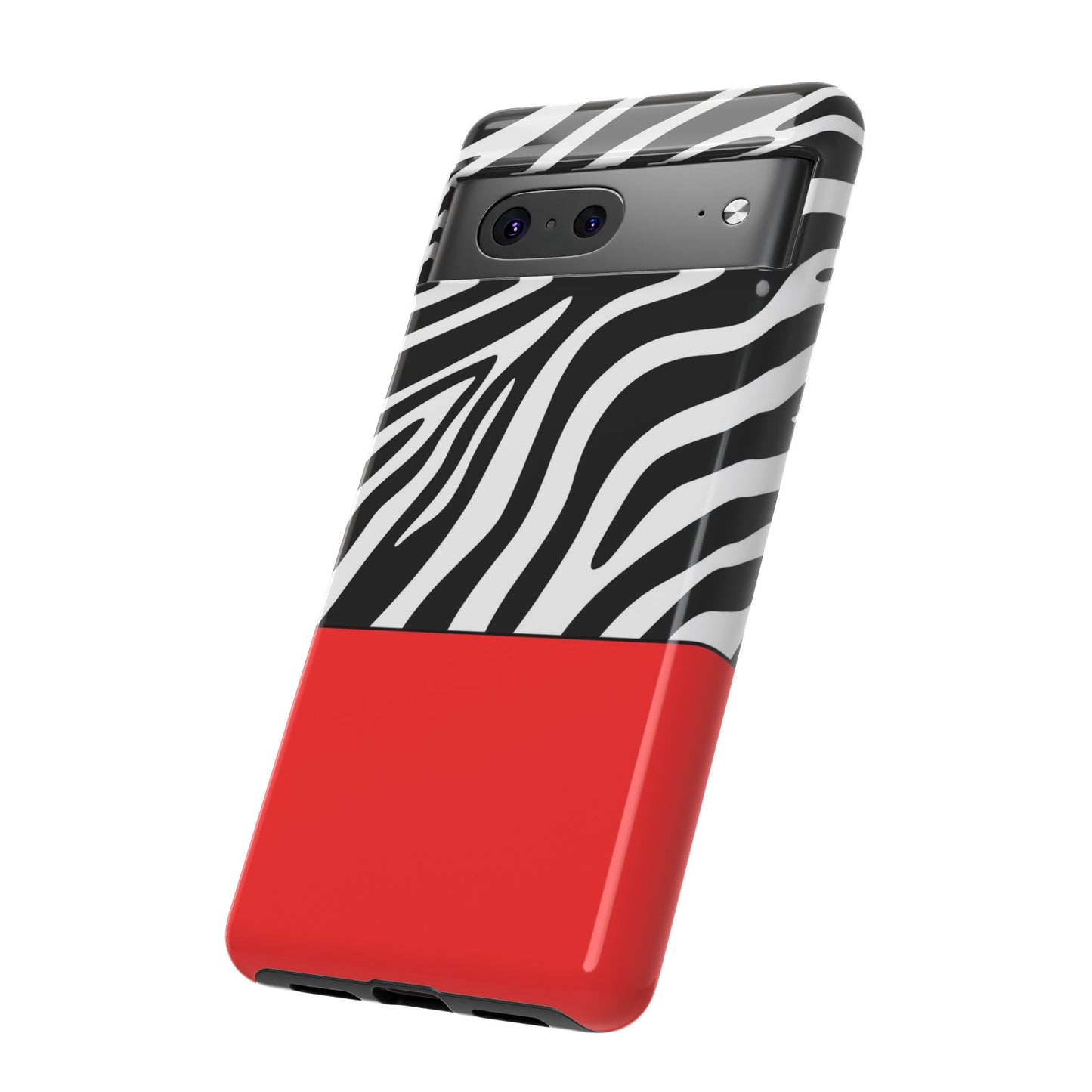 Zebra Print with Red Color Block Phone Case - for Apple, Samsung, and Google Phones