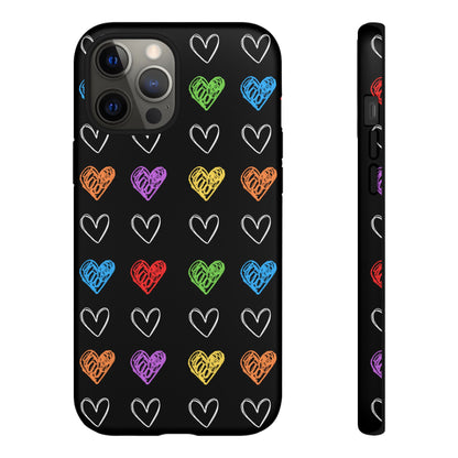 Colored Hearts Phone Case - for Apple, Samsung, and Google Phones