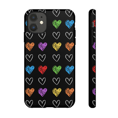 Colored Hearts Phone Case - for Apple, Samsung, and Google Phones