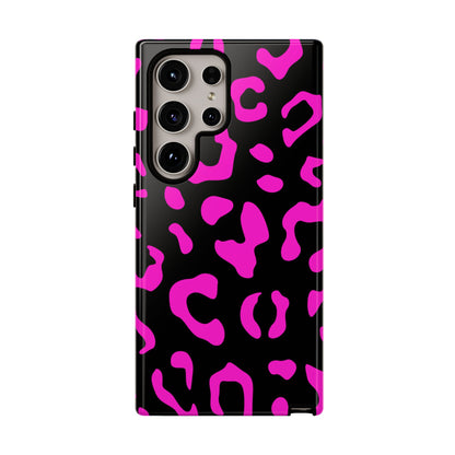 Black and Pink Leopard Print Phone Case - for Apple, Samsung, and Google Phones