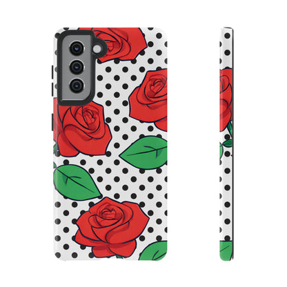 Polka Dot and Roses Phone Case - for Apple, Samsung, and Google Phones