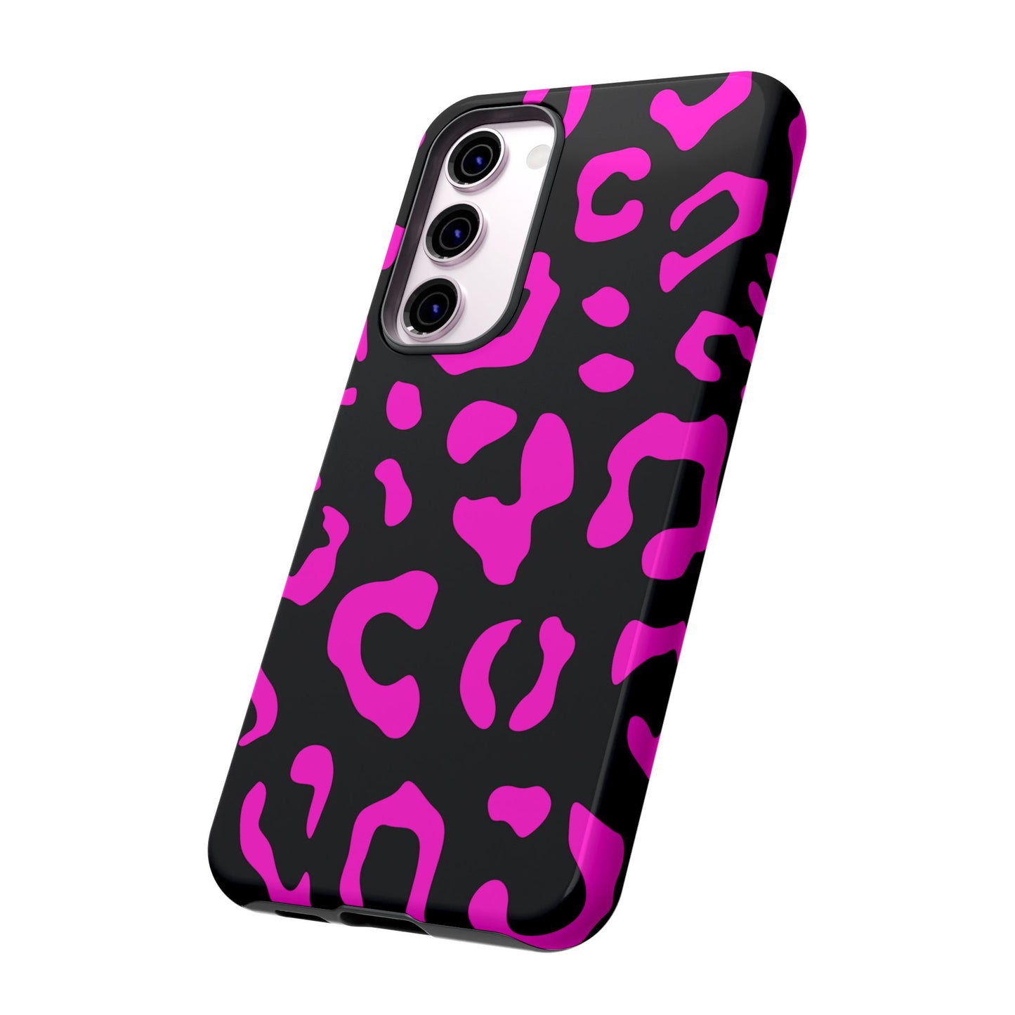 Black and Pink Leopard Print Phone Case - for Apple, Samsung, and Google Phones