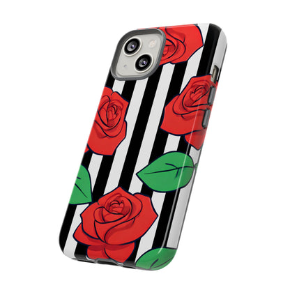 Stripes and Roses Phone Case - for Apple, Samsung, and Google Phones