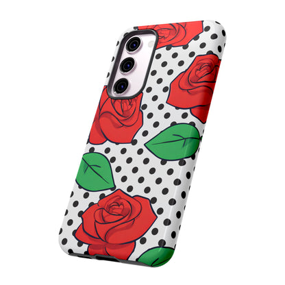 Polka Dot and Roses Phone Case - for Apple, Samsung, and Google Phones