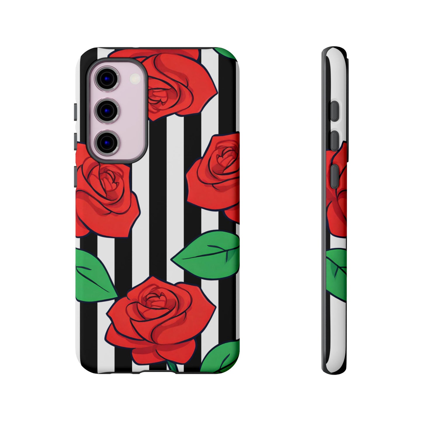 Stripes and Roses Phone Case - for Apple, Samsung, and Google Phones