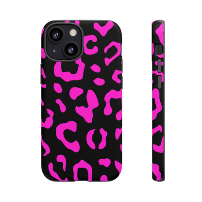 Black and Pink Leopard Print Phone Case - for Apple, Samsung, and Google Phones