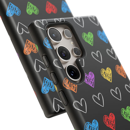 Colored Hearts Phone Case - for Apple, Samsung, and Google Phones