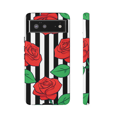 Stripes and Roses Phone Case - for Apple, Samsung, and Google Phones