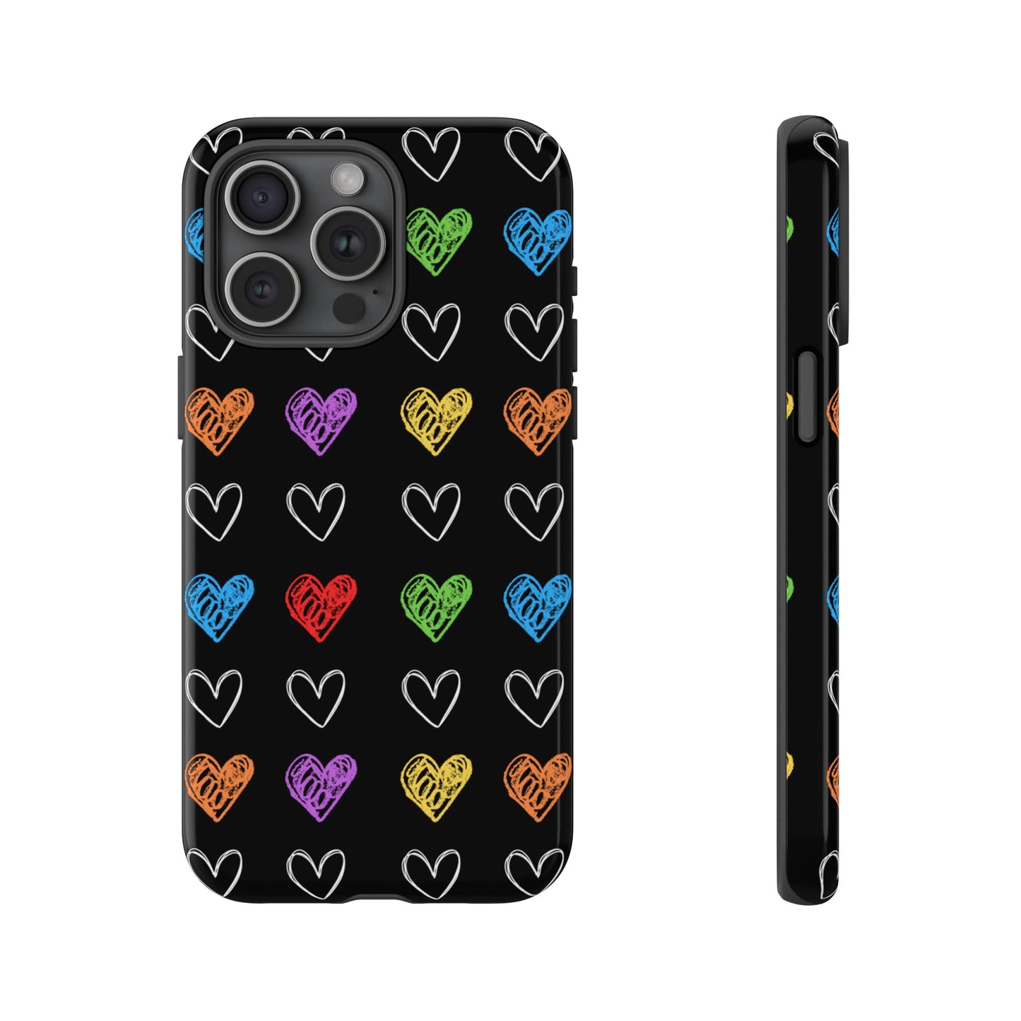 Colored Hearts Phone Case - for Apple, Samsung, and Google Phones