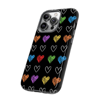 Colored Hearts Phone Case - for Apple, Samsung, and Google Phones