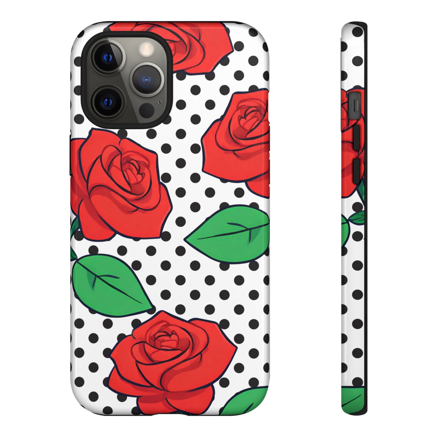 Polka Dot and Roses Phone Case - for Apple, Samsung, and Google Phones