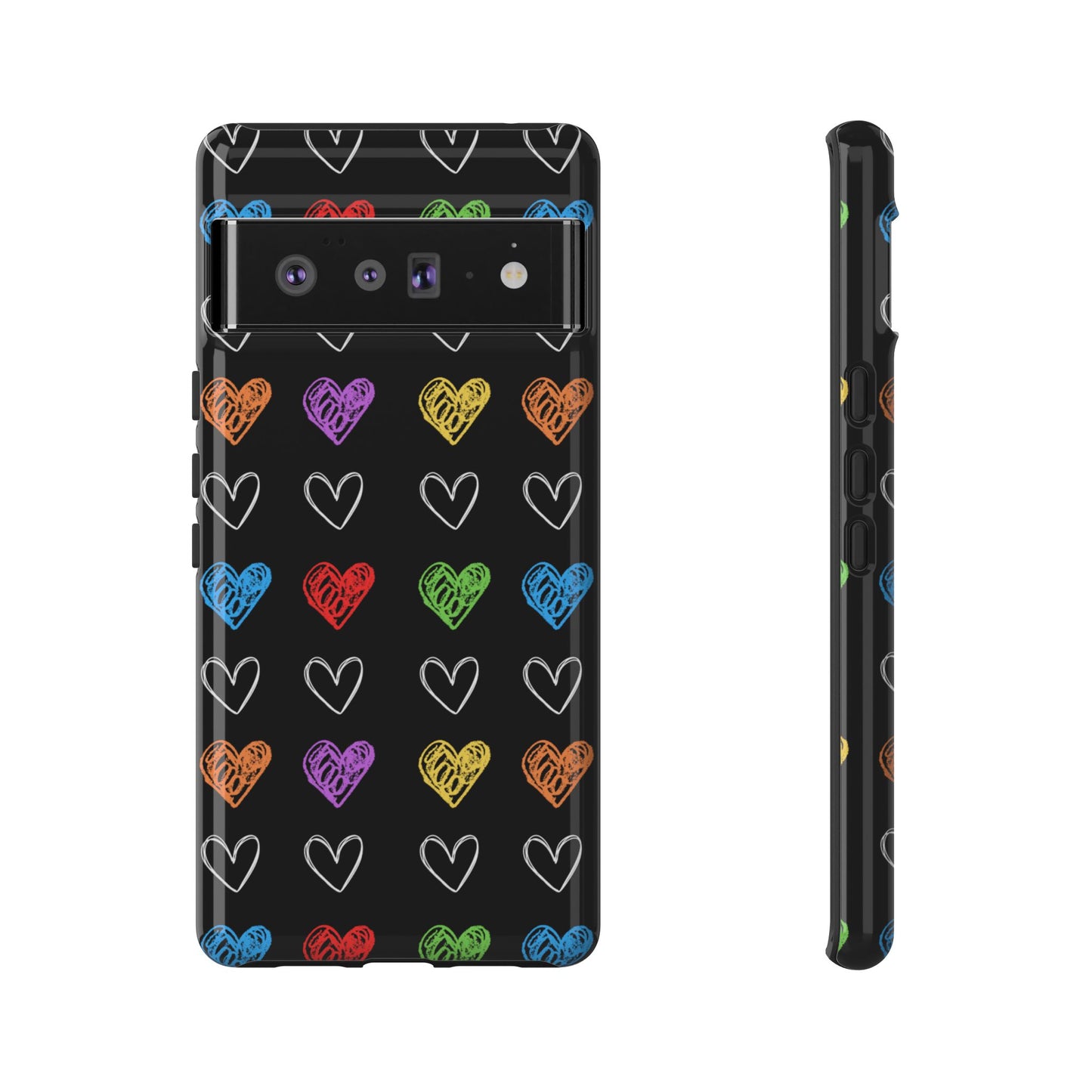 Colored Hearts Phone Case - for Apple, Samsung, and Google Phones