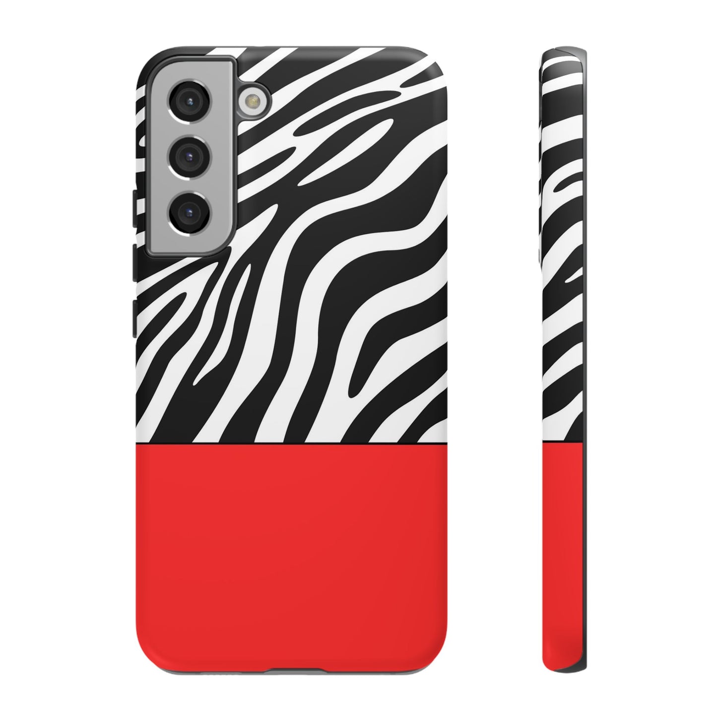 Zebra Print with Red Color Block Phone Case - for Apple, Samsung, and Google Phones