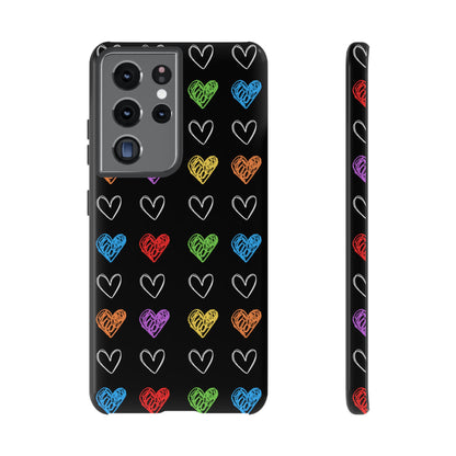 Colored Hearts Phone Case - for Apple, Samsung, and Google Phones