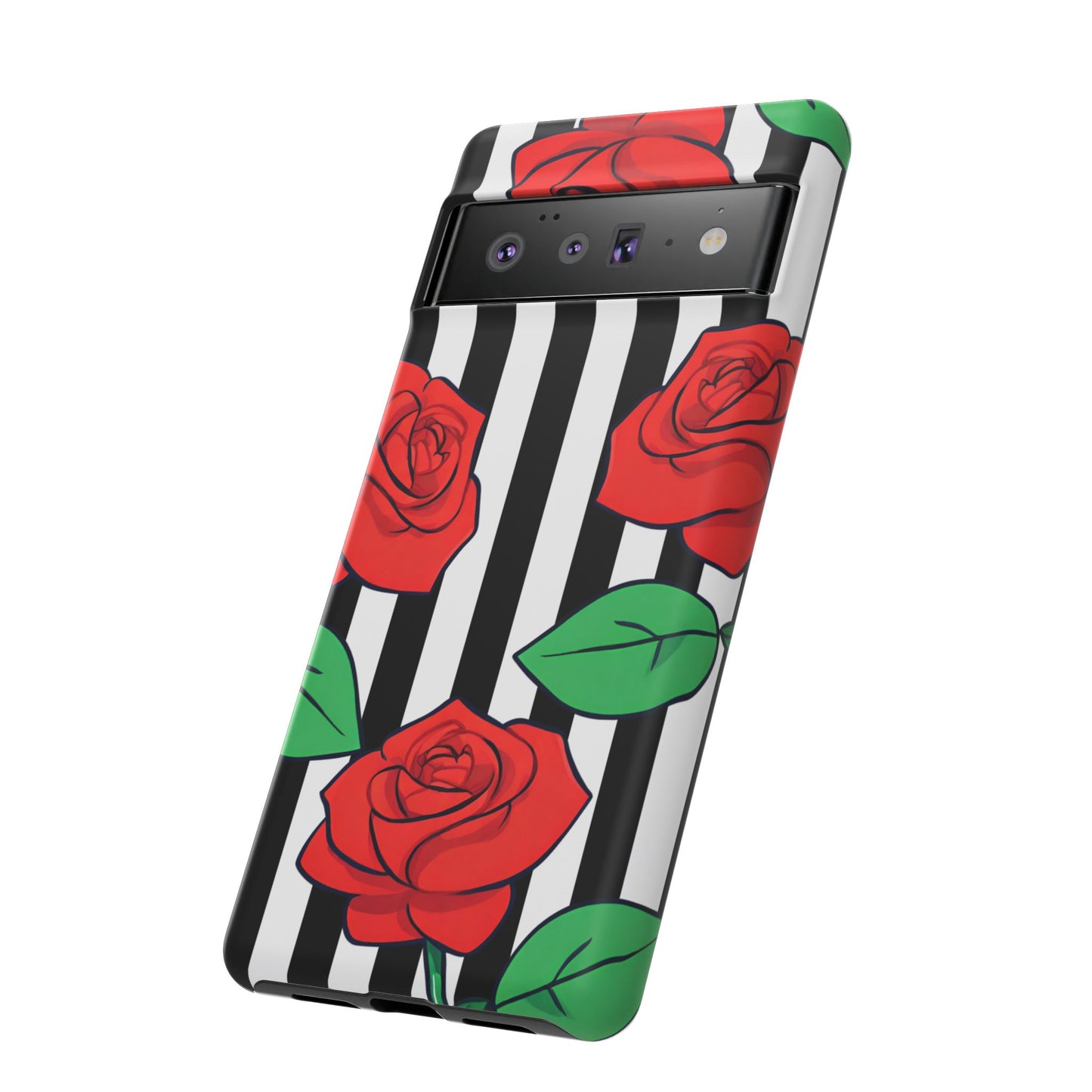 Stripes and Roses Phone Case - for Apple, Samsung, and Google Phones