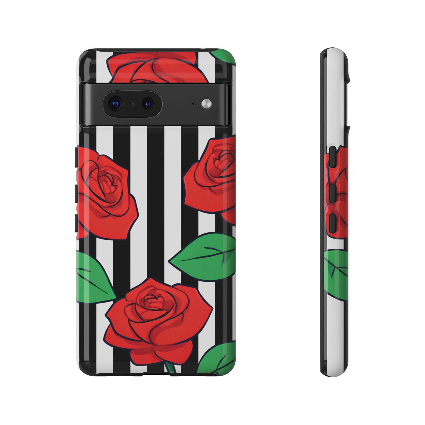 Stripes and Roses Phone Case - for Apple, Samsung, and Google Phones