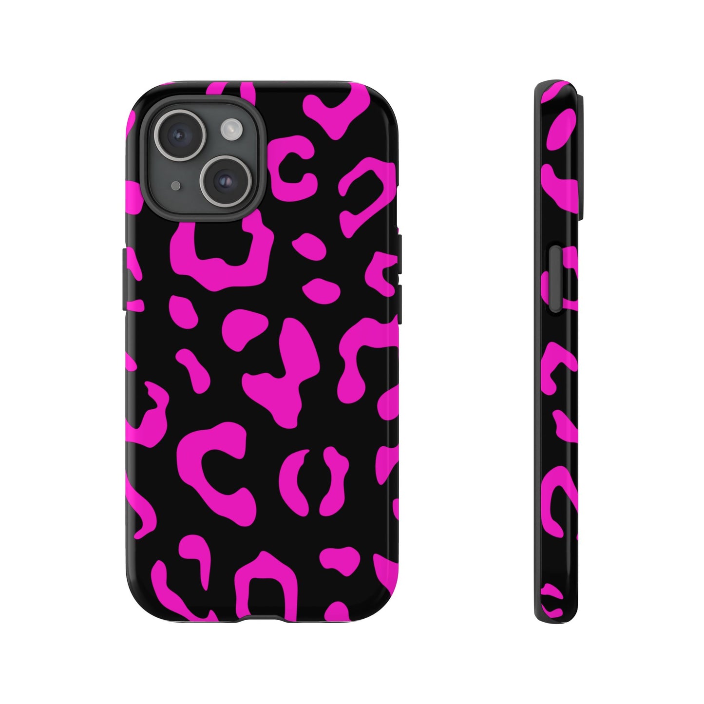 Black and Pink Leopard Print Phone Case - for Apple, Samsung, and Google Phones