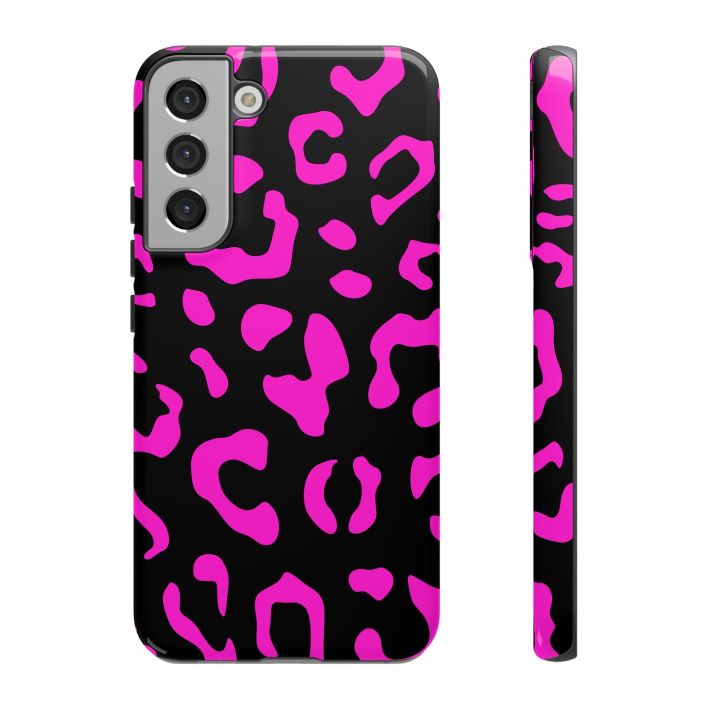 Black and Pink Leopard Print Phone Case - for Apple, Samsung, and Google Phones