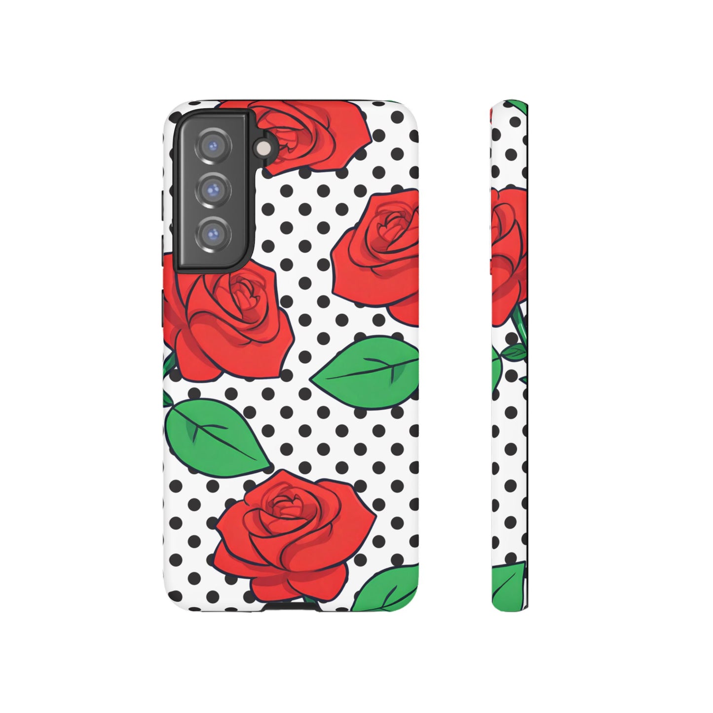 Polka Dot and Roses Phone Case - for Apple, Samsung, and Google Phones