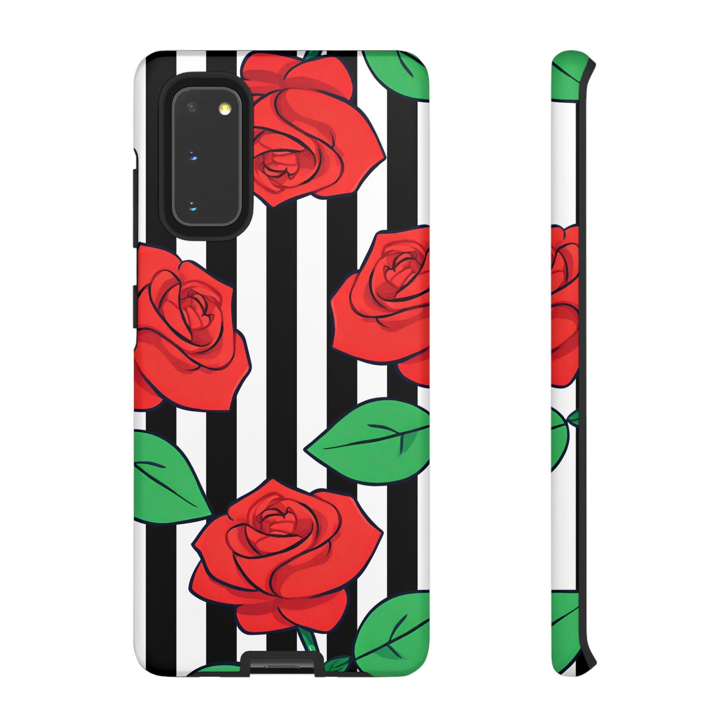 Stripes and Roses Phone Case - for Apple, Samsung, and Google Phones