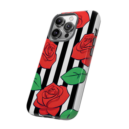 Stripes and Roses Phone Case - for Apple, Samsung, and Google Phones