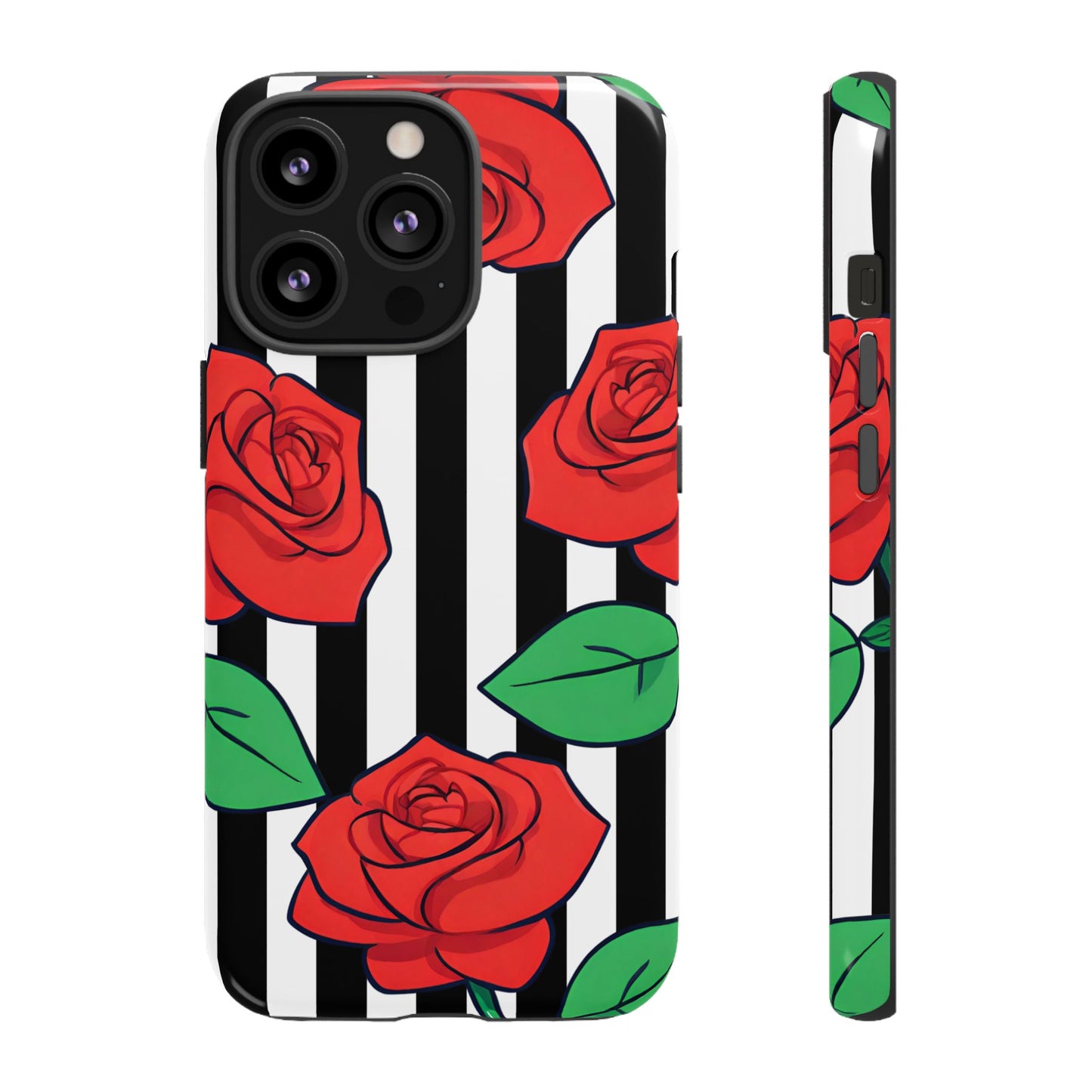 Stripes and Roses Phone Case - for Apple, Samsung, and Google Phones