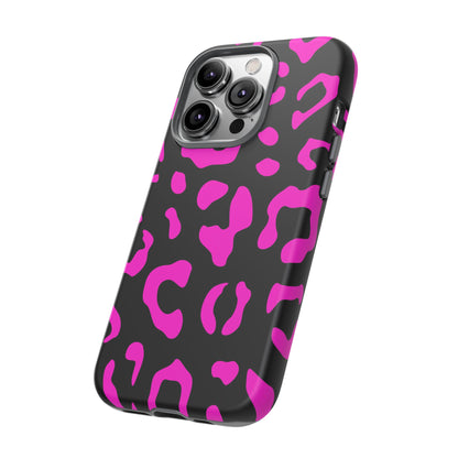 Black and Pink Leopard Print Phone Case - for Apple, Samsung, and Google Phones