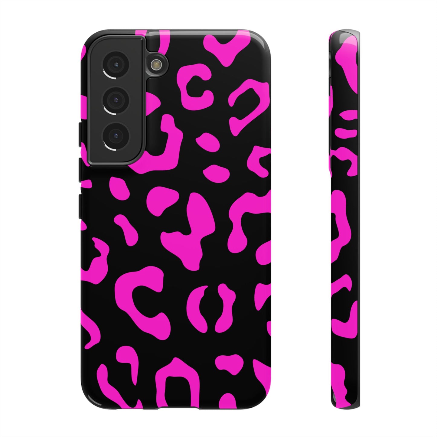 Black and Pink Leopard Print Phone Case - for Apple, Samsung, and Google Phones