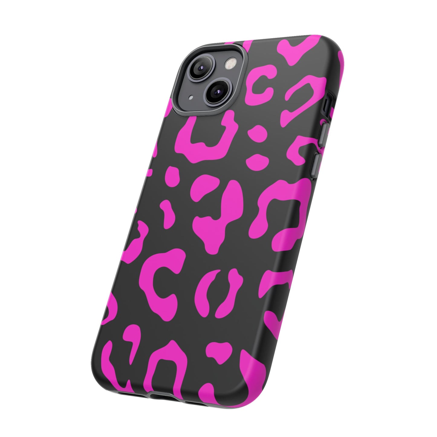 Black and Pink Leopard Print Phone Case - for Apple, Samsung, and Google Phones